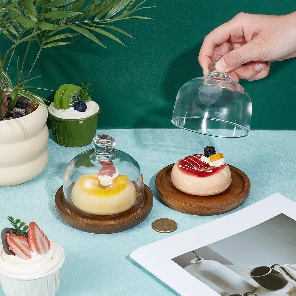 NBEADS 2 pz. Cupola per Dessert In Vetro con Base, Mini Vetrine per Torte A Campana Vassoi per Esposizione In Vetro A Campana per Cucina, Feste di Compleanno, Matrimoni, 8cm di Diametro