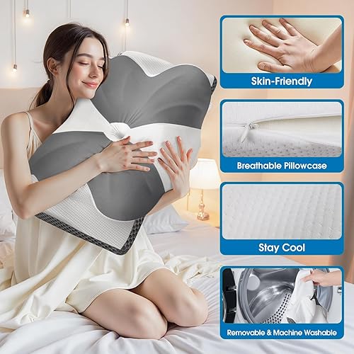 Miniatura 6 de CloudBliss Almohada cervical cervical para dormir, almohada ergonómica de espuma viscoelástica para aliviar el dolor, soporte de hombro para dormir