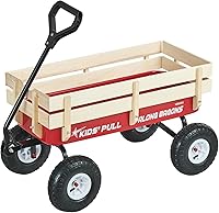 VEVOR 39-Inch All-Terrain Kids Pull Wagon Red, 330 lbs Capacity Cargo Utility Cart for Garden Beach Camping Toys