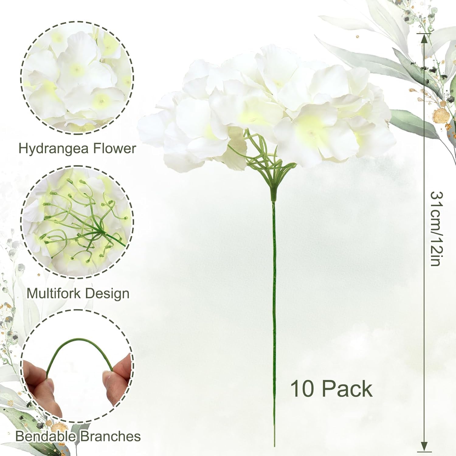 Tifuly 12pcs hortensias artificiels, Fausses hortensias têtes de Fleurs avec des tiges pour Les Bouquets de mariée de Mariage, décoration de fête de Bureau à Domicile, centres de Table (Rouge