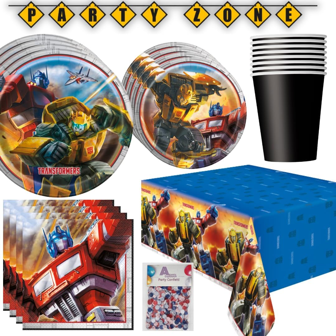 Transformer Birthday Party Supplies including Transformers Birthday Decorations & Transformers Party Plates and Tableware for 16 - Great Transformers Birthday Party Sets for Boys Transformers Birthday