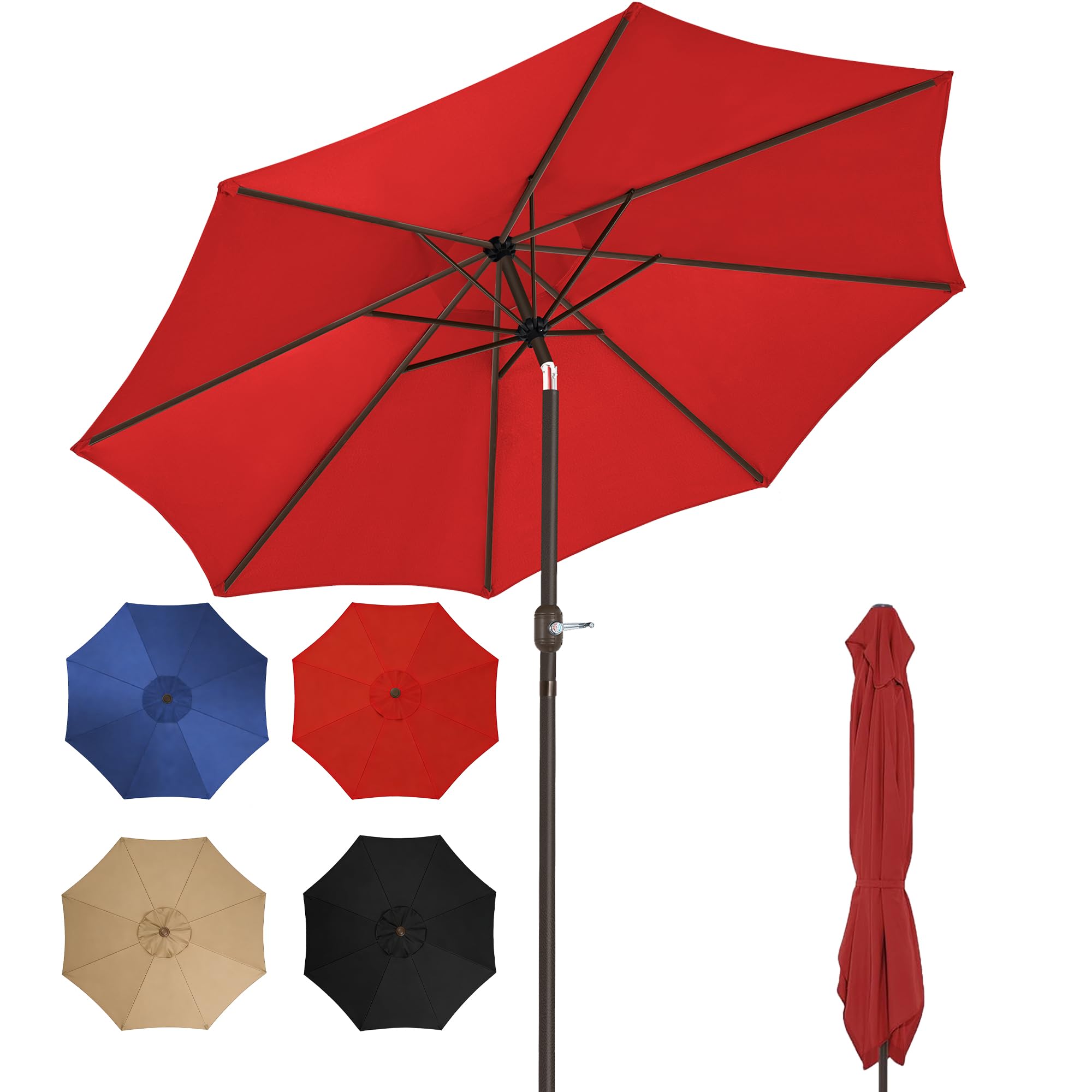 HELIORUSH 7.5/9 ft Patio Umbrella: UPF 50+ UV protection, 8 reinforced windproof ribs, smooth crank tilt mechanism,Parasol de Patio suitable for apartment balconies, terraces, larg image 7