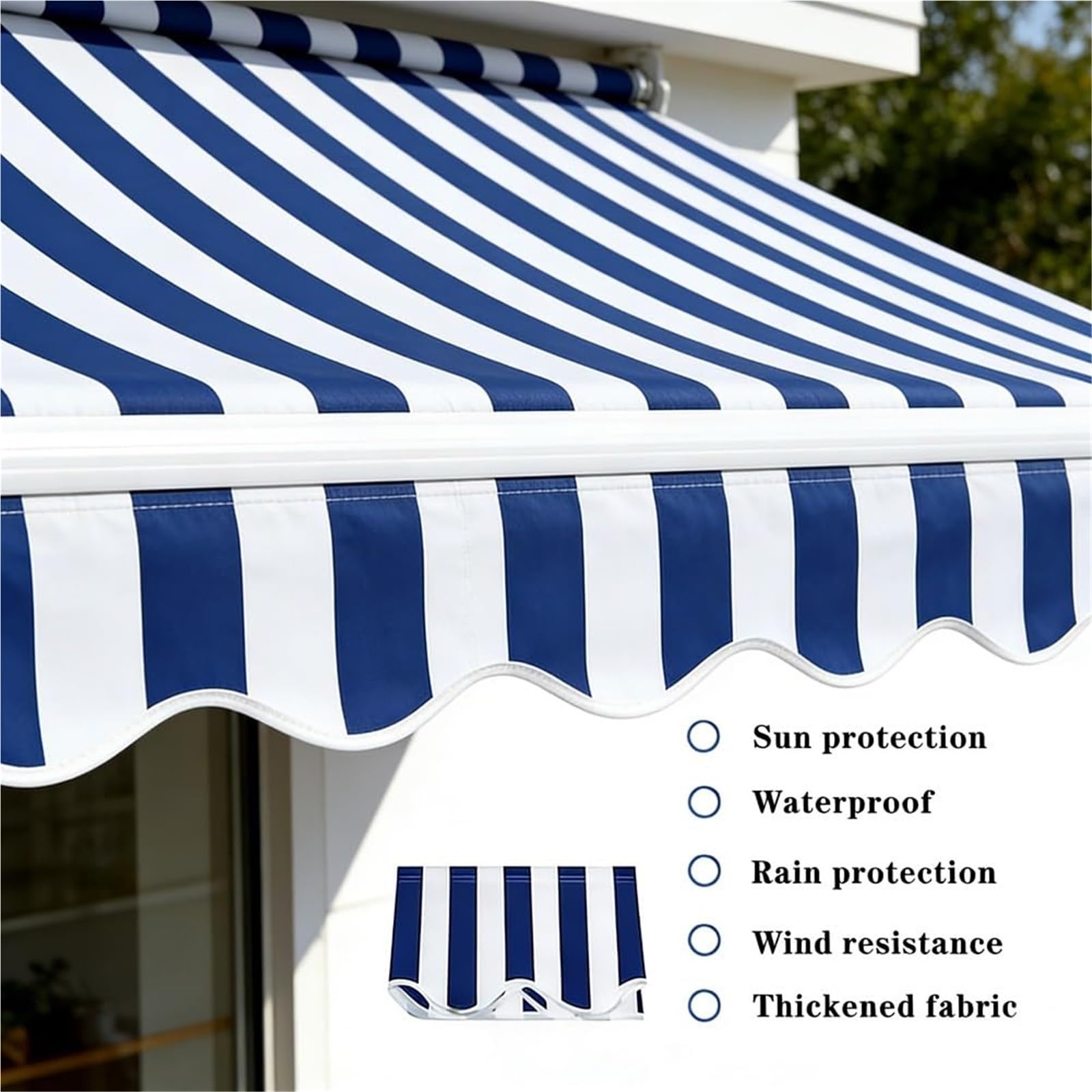 markise 700 x 300 Ausziehbares Markisen-Ersatzgewebe, 100-700 cm, UV-Schutz, wasserdichtes Polyester-Markisenmaterial für Garten, rahmenfrei (E 8,2 10 FT/250 x cm) Garten blockcolour:Purple Color:Weiß/Grau Merchcode GEAR SOLID ACTION