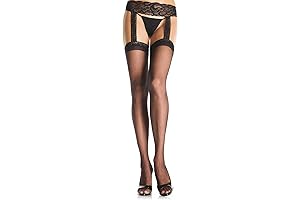 Women's Sheer Stockings with Attached Garter Belt