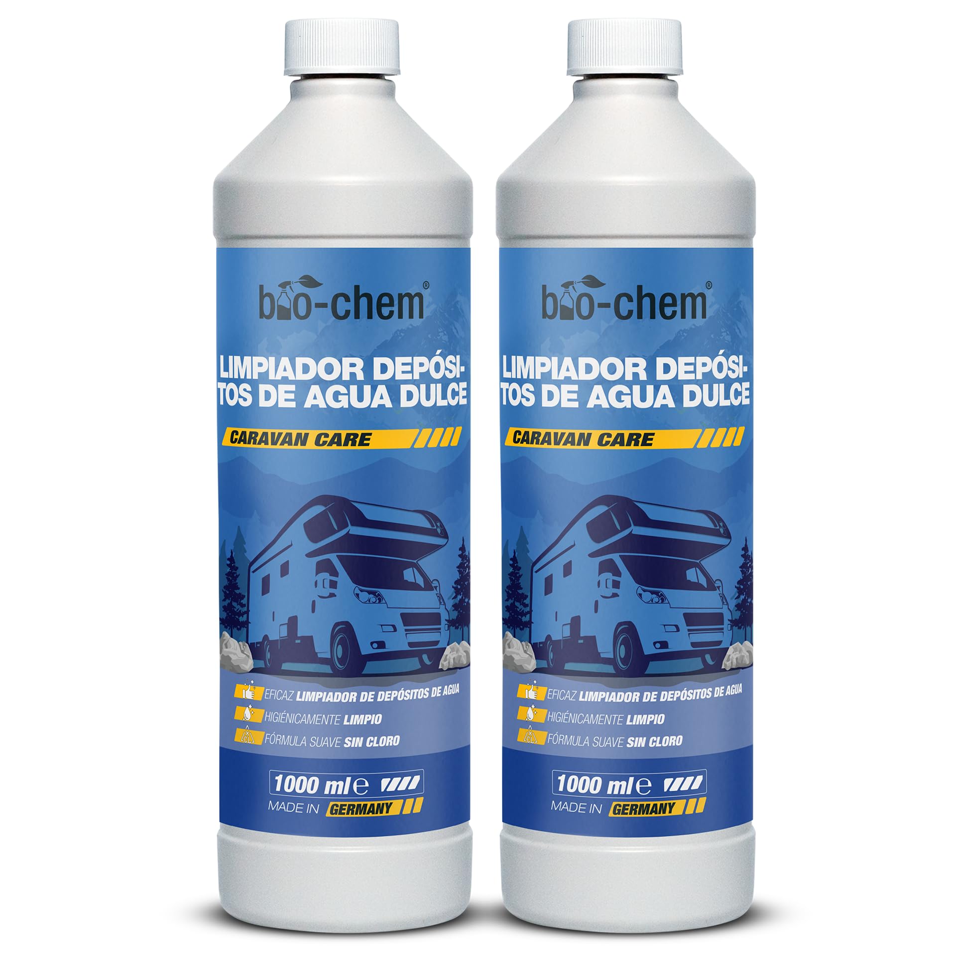 bio-chem - Limpiador de depósitos de Agua Dulce 2 x 1L - Mantenimiento de depósitos de caravanas y autocaravanas - Productos y Accesorios para campistas