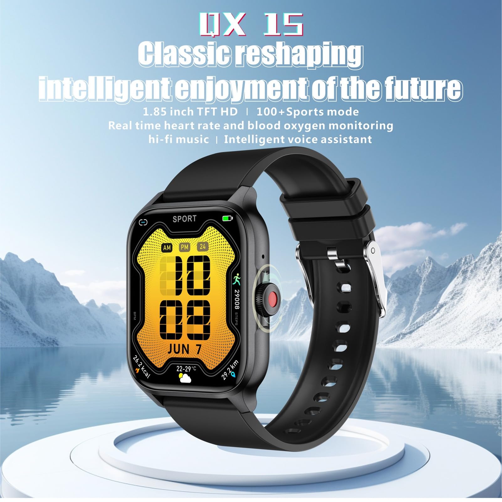 Smartwatch Fitness, QX15 Smartwatch Touch Screen a Colori da 1,85'' per Uomo Donna, Smartwatch Tracker Attività Monitoraggio del Sonno Impermeabile IP68 con APP, Durata Batteria