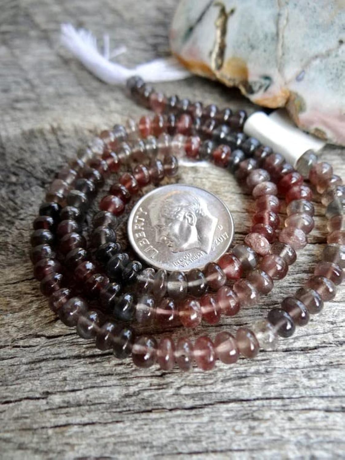Scapolite oeil de chat LKBEADS perles rondelles lisses l'harmonie prune et gris