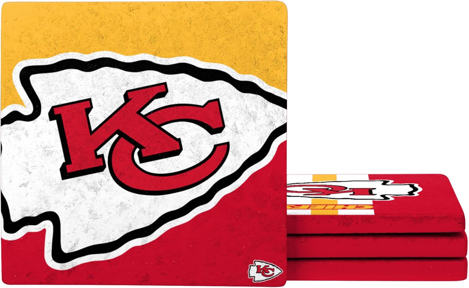 FOCO NFL Official Game Day 4-Pack Beverage Drink Stone Coaster Set (Kansas City Chiefs) - Image 3