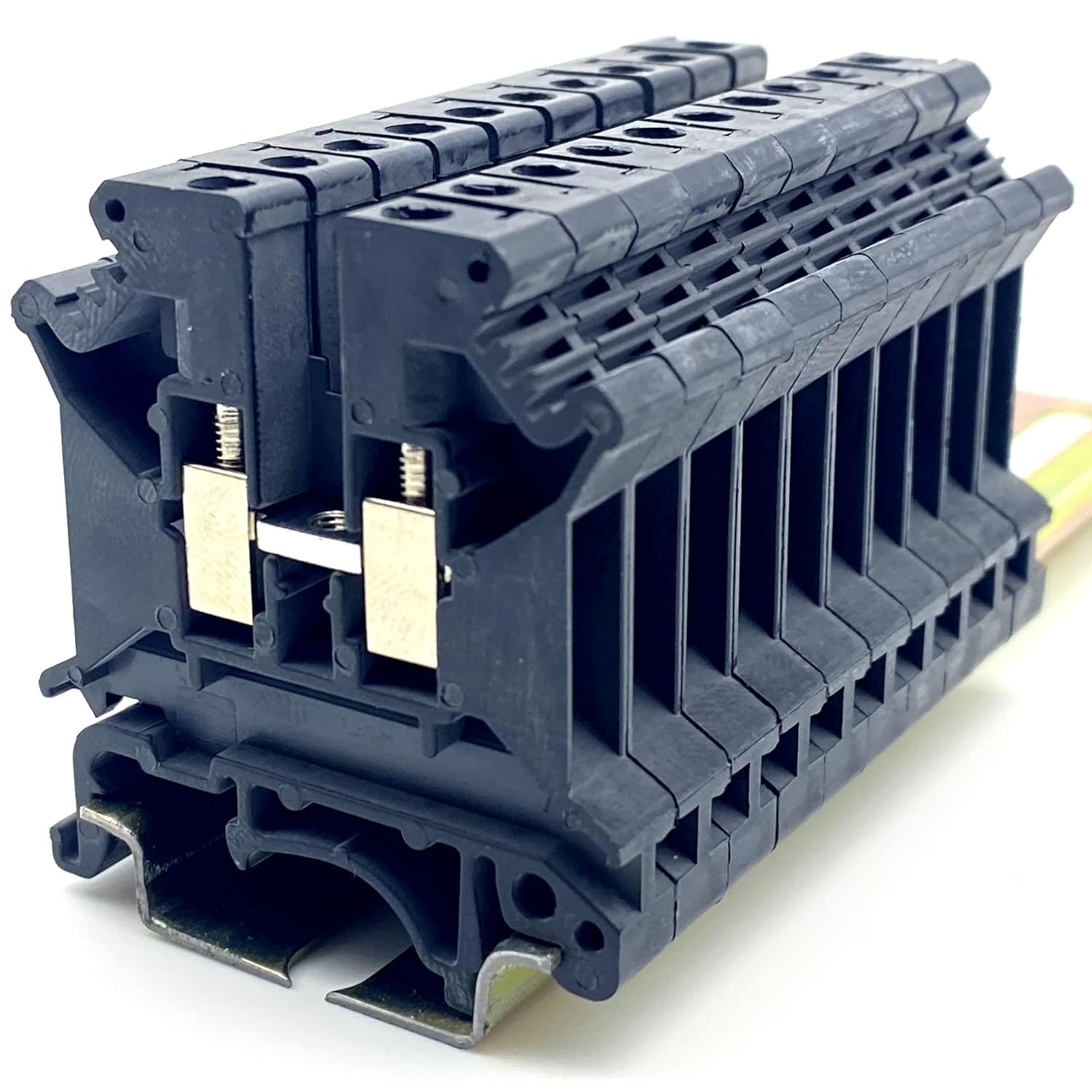 Erayco UK5N-B DIN Rail Terminal Block, Screw Clamp, 600V 30A 30-10AWG, Pack of 100