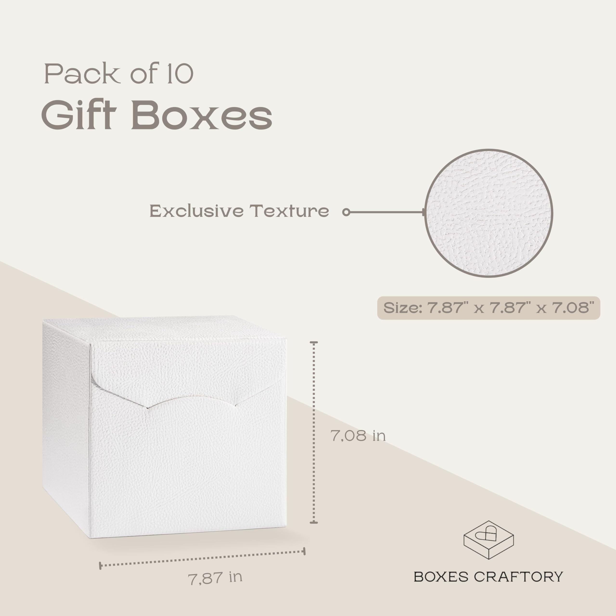 Boxes Craftory Zestaw 10 pudełek na prezenty (20 x 20 x 18 cm) – idealne do pudełek na prezenty ślubne, pudełka na oświadczyny dla druhny, biała skóra