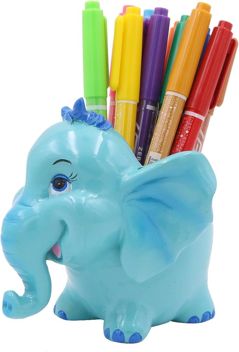 Exquisite Cute Resin Animal Pen Pencil Holder Storage Box Desk Organizer Accessories (Elephant)