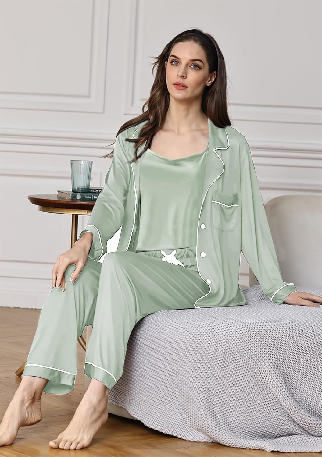 3Pcs Knit Pajamas Set For Women XS-4XL Womens Soft Pajama Sets Sexy Cami Pj Sets Sleepwear Loungewear Nightwear - Image 3