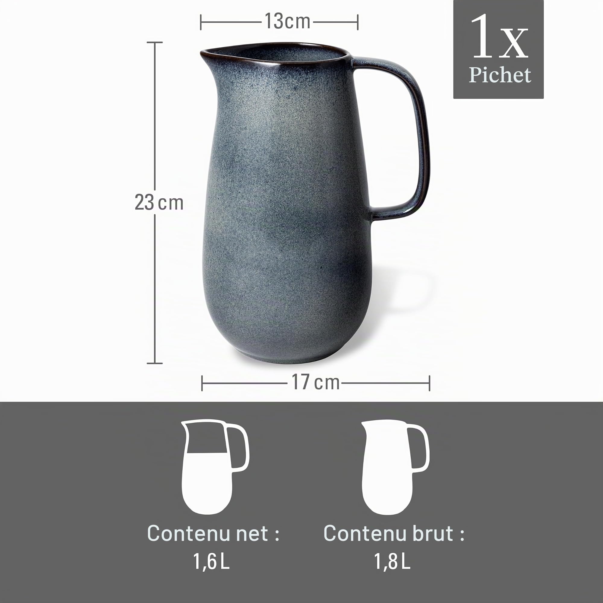 like. by Villeroy & Boch Lave gris - carafe, 1740 ml, gris
