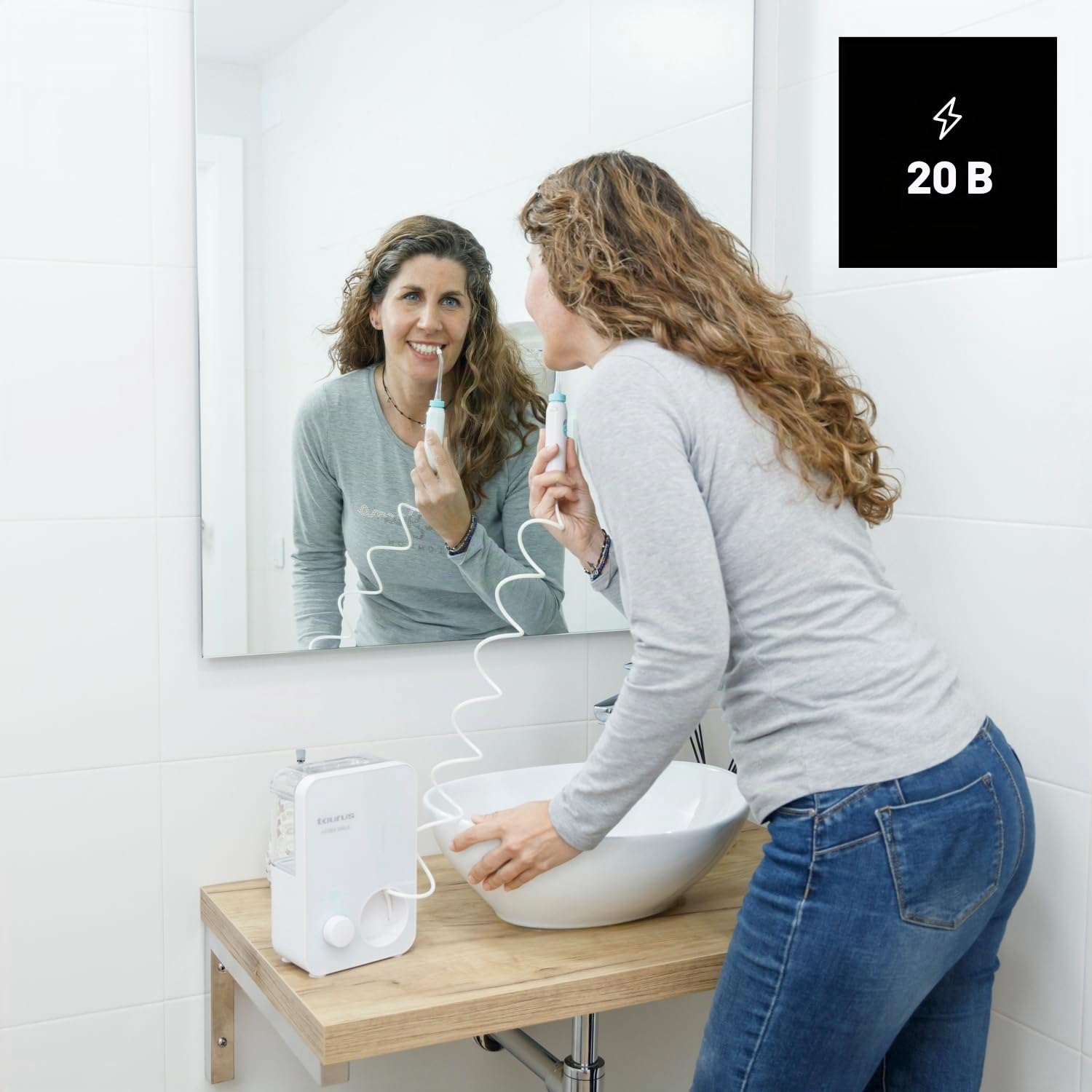 Taurus - Munddusche 20W | 600 ml Reservoir | 10 Druckstufen | 3 Modi | 7 Düsen | 1.200–1.700 Puls/Min | Touch-Bedienung | Auto-Off