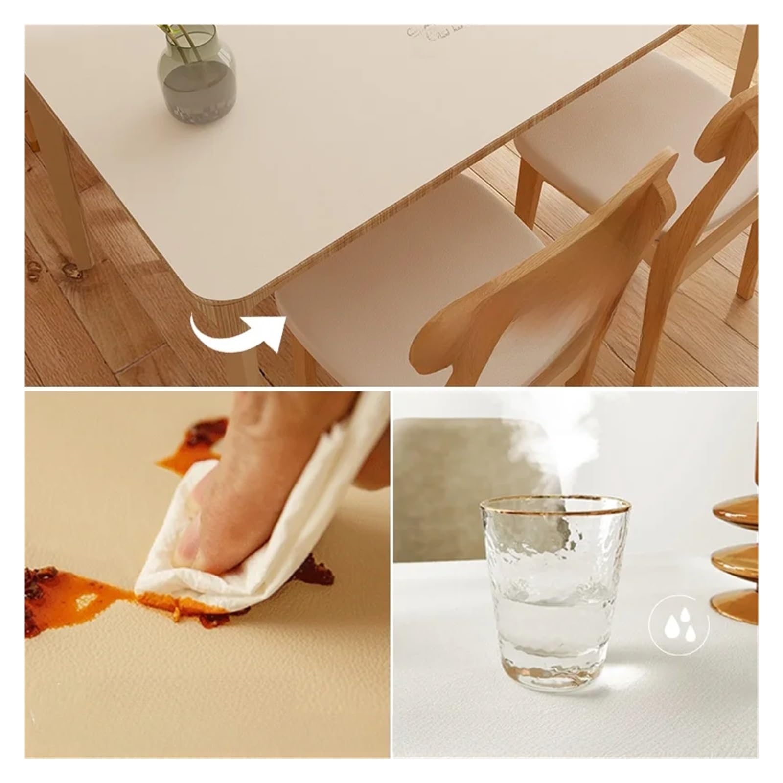 Tappetino Scrivania In Pelle Tovaglia impermeabile, resistente all'olio, in pelle, senza ovatta, for uso domestico, al calore, rettangolare, for tavolo da pranzo(Color 4,70 * 120cm)