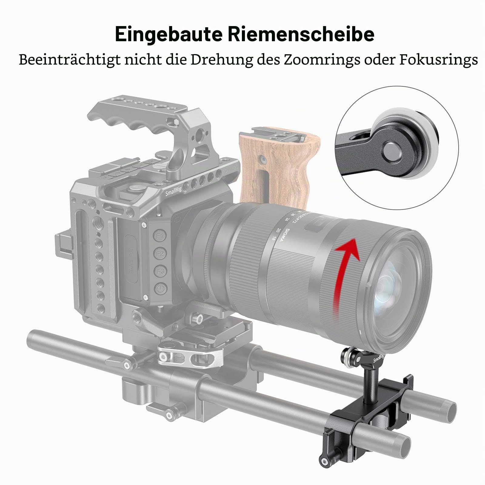 SMALLRIG Linsenunterstützung mit 15mm LWS Stangenklemme, 15mm Lens Support Kompatibel mit einem Durchmesser von 73 mm bis 108 mm Objektiv - 2727