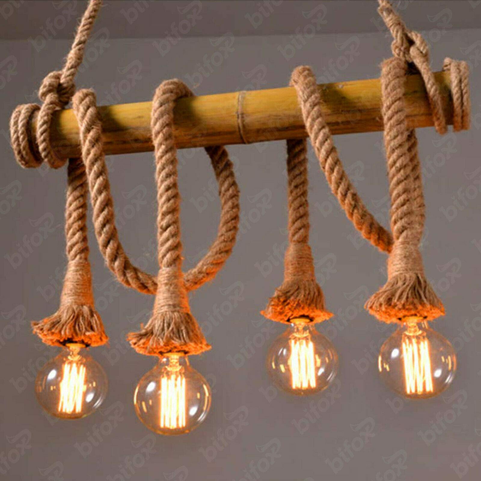 Universo Lampadario Retro 4 Bulbi E27 A Sospensione Stile Vintage Marrone