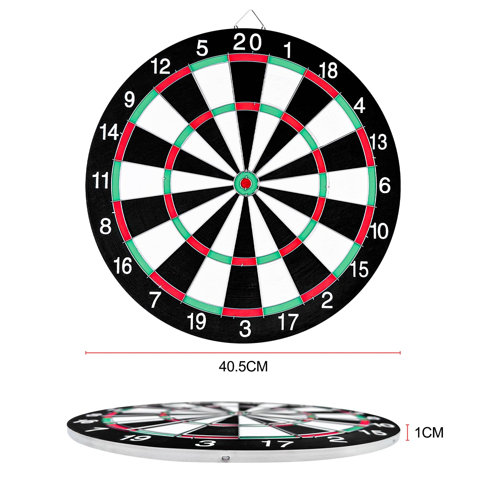 WinGluge Bersaglio Freccette 40.5CM, Set Freccette Gioco Tirassegno Anello Numerico, Classico con 6 Freccette Professionali per Attività Aria Aperta e Riunioni Famiglia