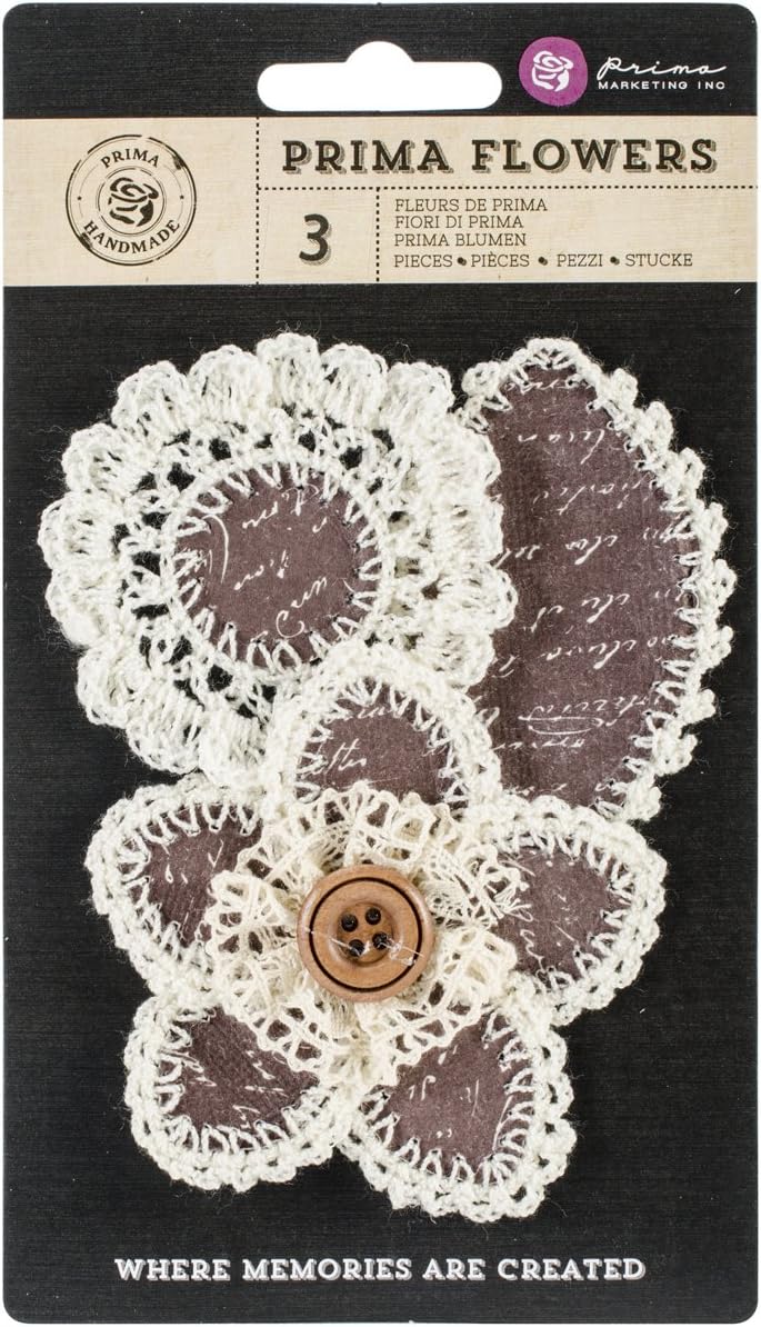 Prima Marketing Mauve Pensacola Fabric and Paper Flowers, 2.25-Inch by 3-Inch, 3-Pack