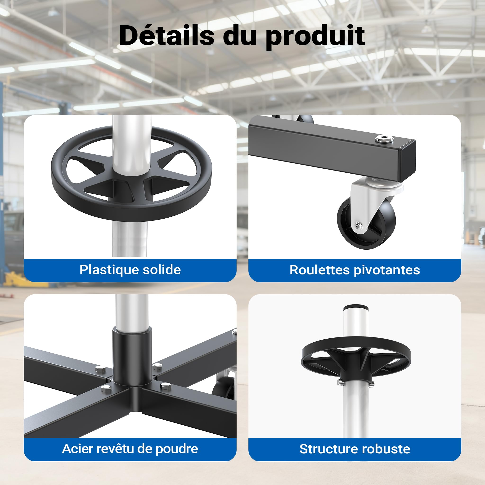 WilTec Support de Rangement Mobile pour pneus Range - Jantes Jusqu’à 225 mm Arbre à pneus Garage Cave