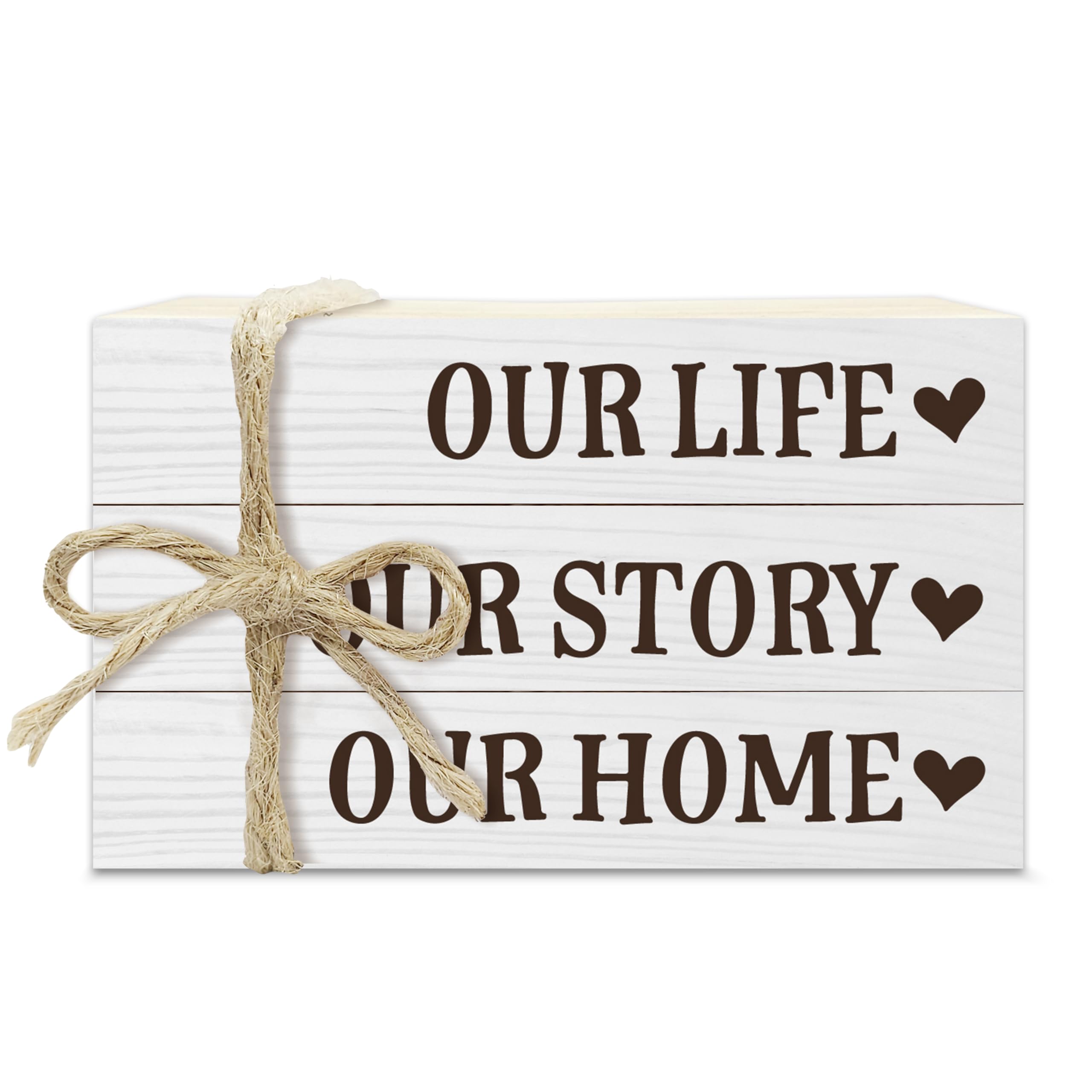 Home Sweet Home Decorative Book Stack for Farmhouse, Rustic Tiered Tray Decor, Our Life Our Story Our Home Wooden Book Decor for Home Living Room Table Shelf, Housewarming Gifts for Women Men -31