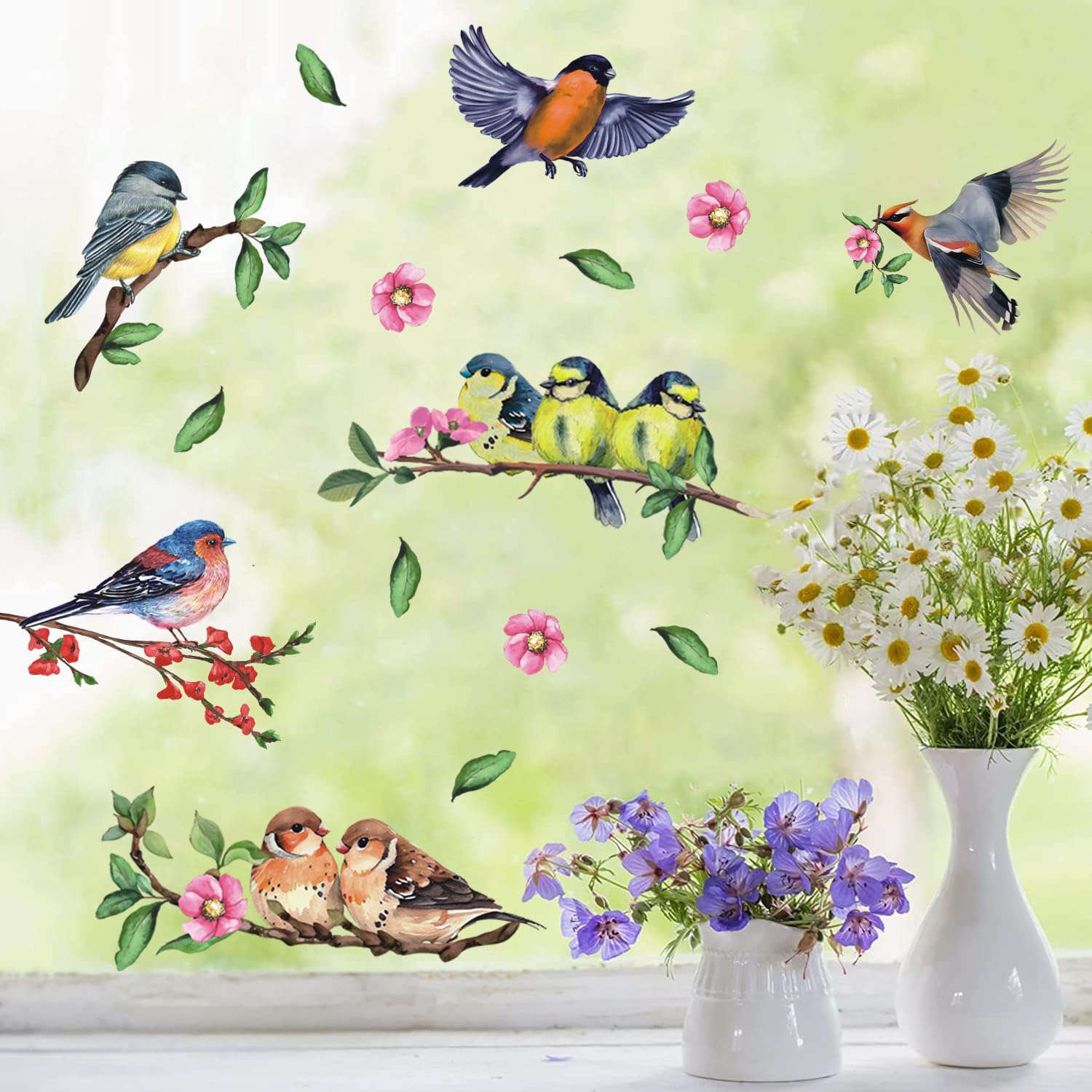 Melrose Arte De Pared Rectangular Enmarcado Con Pájaros Blancos Y Negros 12 X 19 Pulgadas