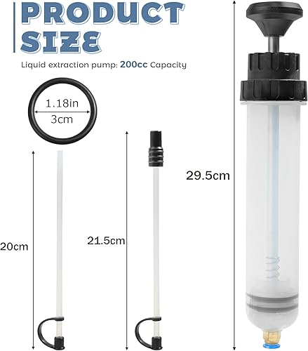 Miniatura 2 de Bomba extractora de aceite, accesorios para automóvil, bomba de transferencia de fluidos de 200 CC con manguera larga y tubos de extensión, jeringa