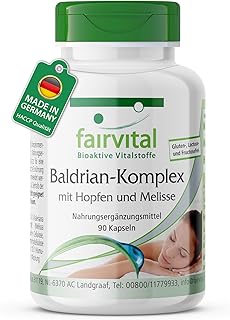 fairvital Baldrian Komplex, 90 Kapseln, schluckfreundlich, HOCHDOSIERT, VEGAN, mit Hopfen und Melisse