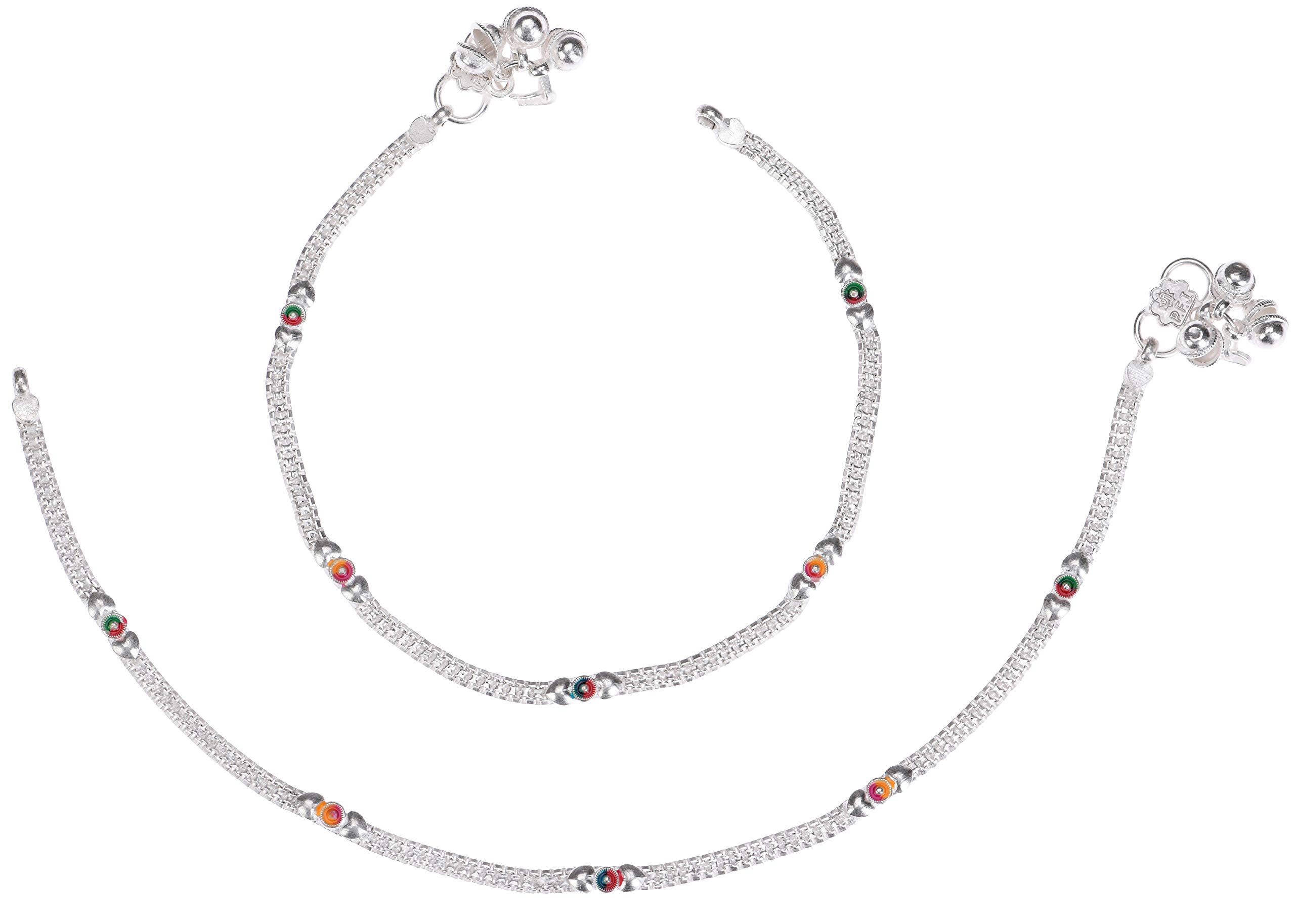 White Metal Silver Plated Payal Anklet for Women & Girls, Size - 10inches-image-38
