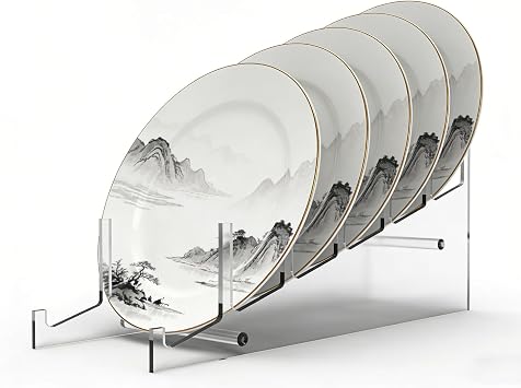FixtureDisplays Large Multiple Plate Display Rack Clear Holder 10748
