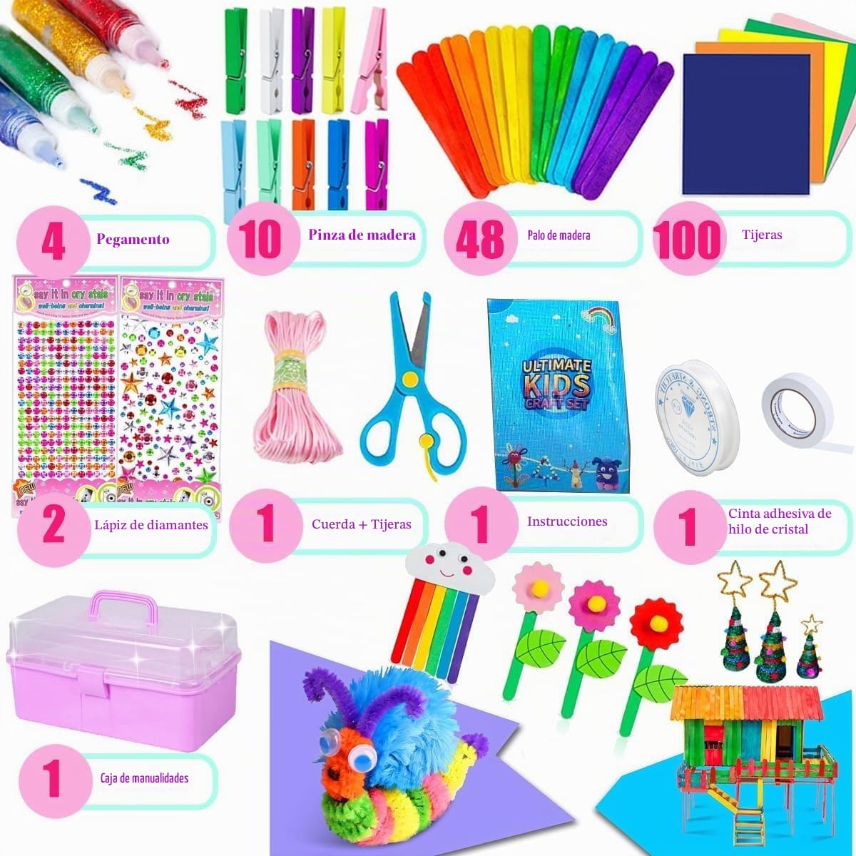 Gutenguy Juego de 3200 piezas de manualidades para niños de 4, 5, 6, 7, 8, 9, 10, 11, 12 años, todo en uno, bricolaje, manualidades, jardín de infantes, hogar, escuela, arte y manualidades, juguetes