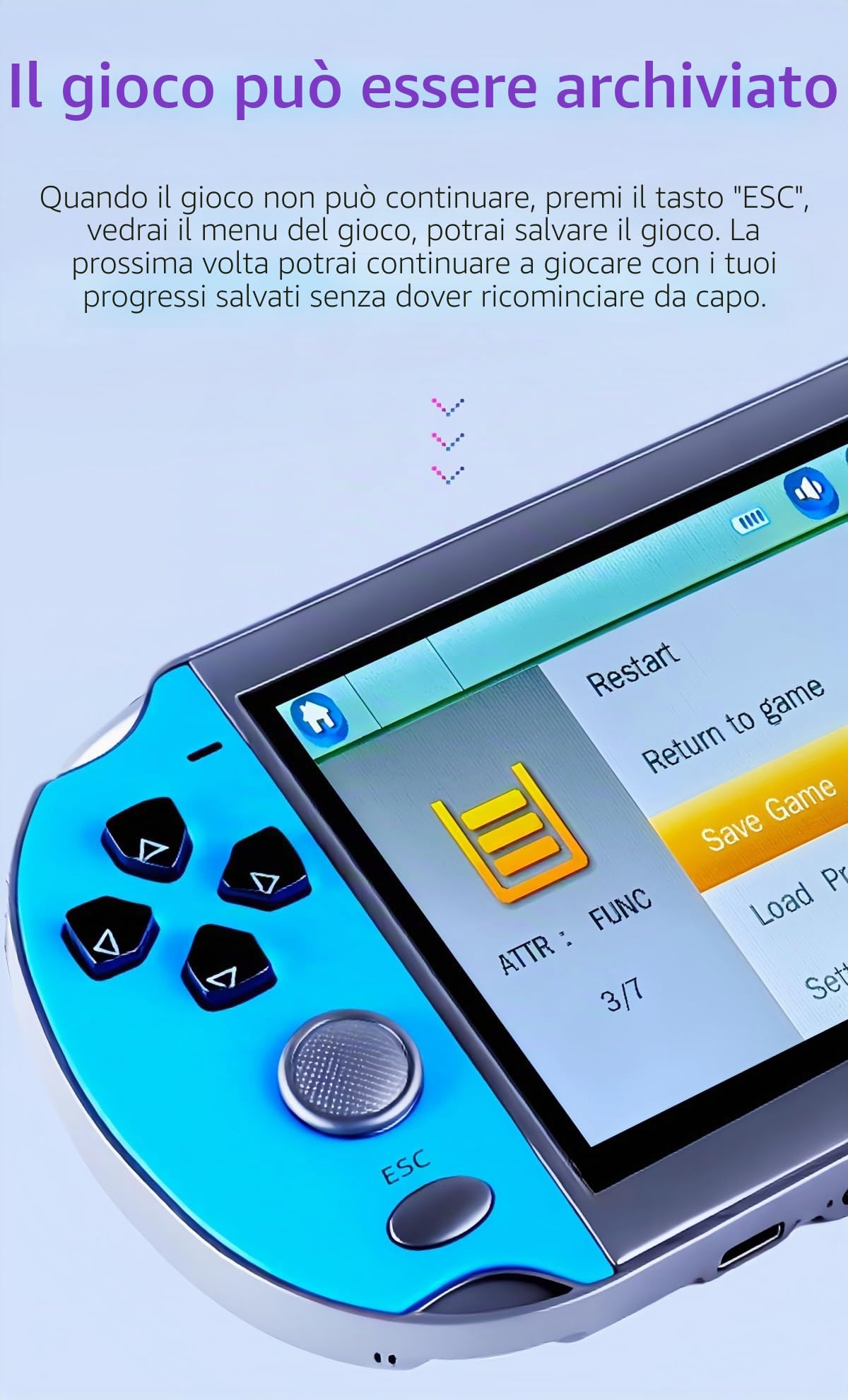 JXD Consolle per videogiochi in stile retrò, 4,3 pollici, Sreen 8 GB, 3000 giochi, console da gioco portatile mini simulatore multiplo MP3 MP4 e-book regalo nostalgico per bambini