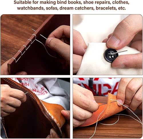 Miniatura 5 de WUTA Kit de reparación de tapicería de cuero de 35 piezas, herramientas de trabajo, kits de reparación de costura básica portátil para