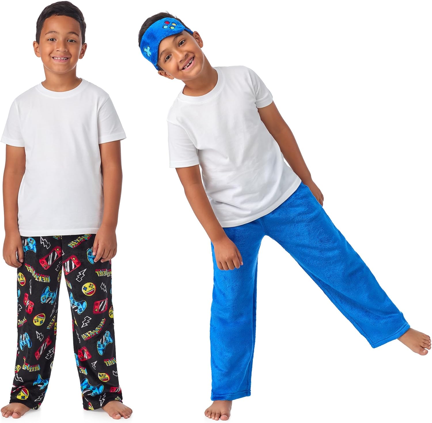 Saint Eve Kids Boys Fuzzy 2 Pack Pajama Pants & Matching Sleep Mask - Super Soft Fleece - Sleep & Lounge PJ Pants for Kids - Image 3