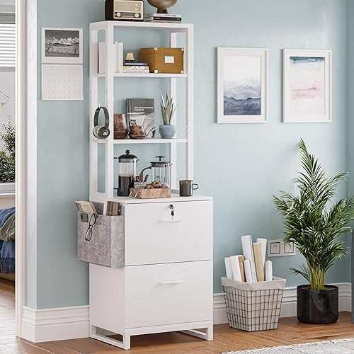 Miniatura 17 de Itaar Archivador de 2 cajones con cerradura, archivador para carta, legal, tamaño A4, carpetas colgantes, archivadores para oficina en casa con