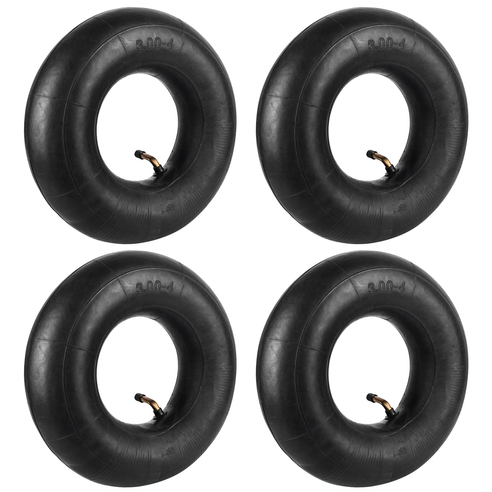 Lot de 4 chambres à air pour roue de brouette 3.00-4 / 260 x 85 mm - Valve coudée - Accessoires - Tuyau standard de rechange pour roue à air, diable, chariot de transport
