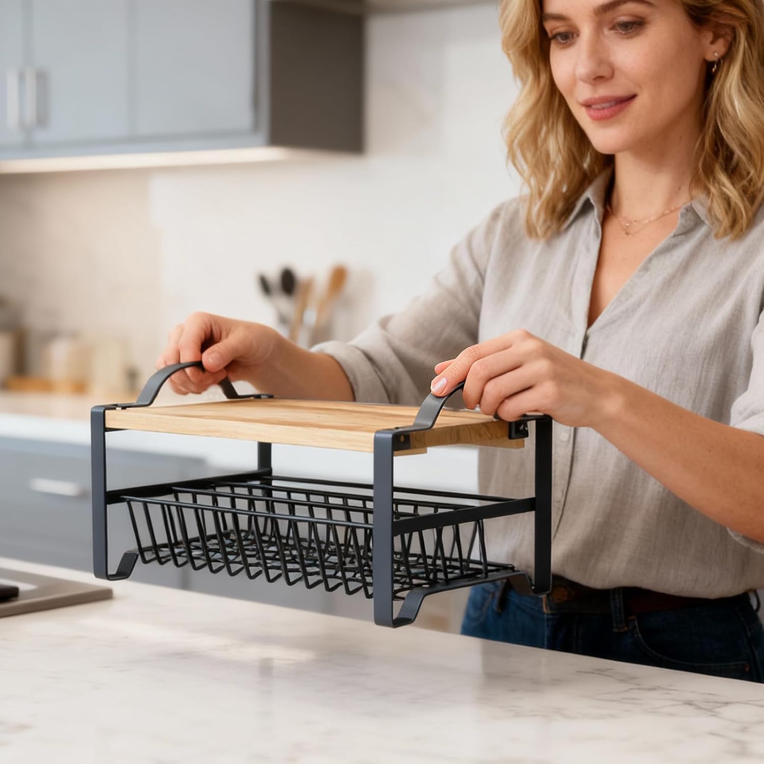 3 Tier Spice Rack Organizer with Bamboo Top Tablet Holder, 18 Spice Jars, 422 Spice Labels, and Funnel Set for Kitchen, Cabinet, Countertop, Pantry, Cupboard. Seasoning Organizer Black - Image 7