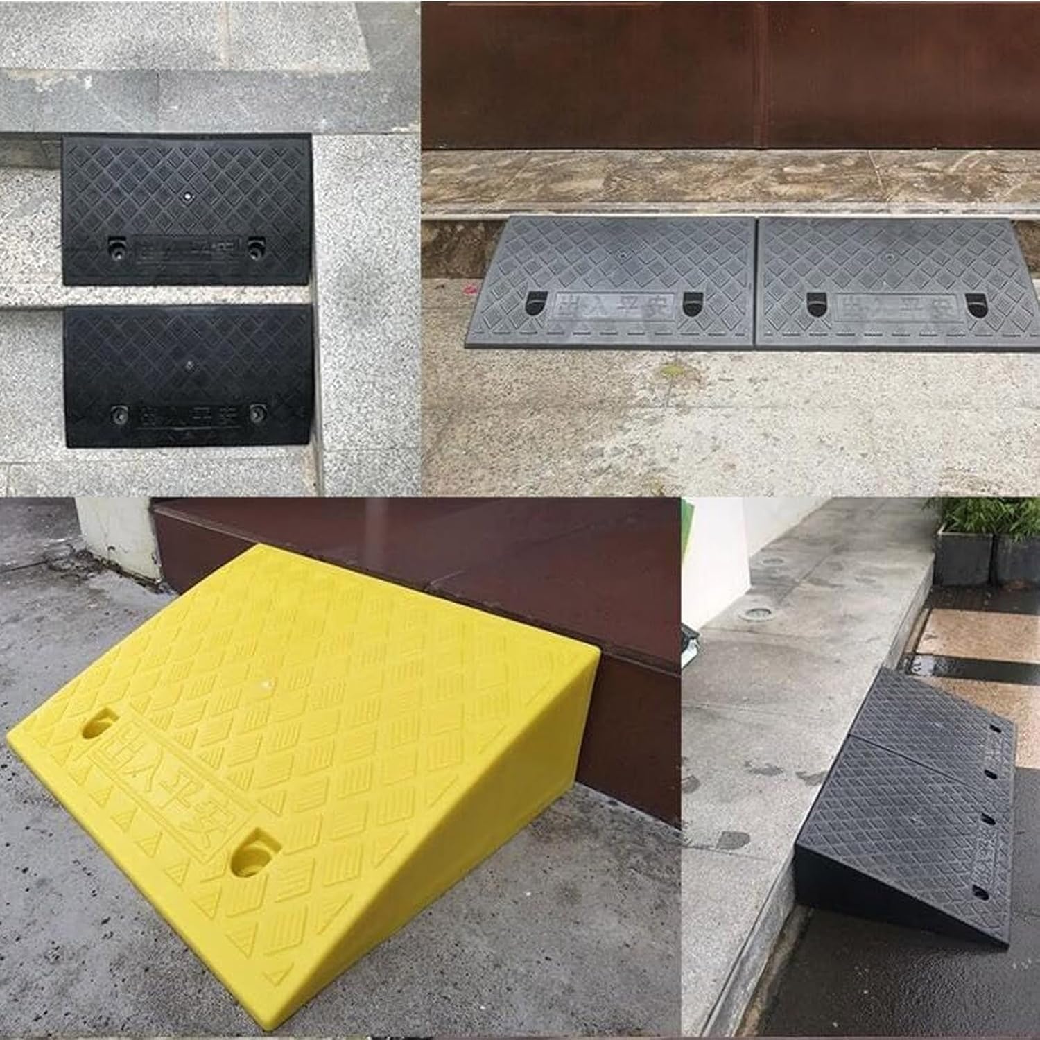 Kanduo Rampa podjazdowa Plastikowa rampa krawężnikowa o wysokości 19 cm, antypoślizgowa płyta progowa, konstrukcja schodkowa(Giallo)