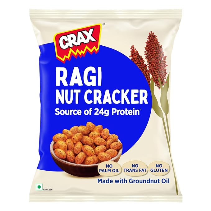 Crax Ragi Nut Cracker Peanuts Namkeen - Healthy Protein Snacks with No Palm Oil 120g
