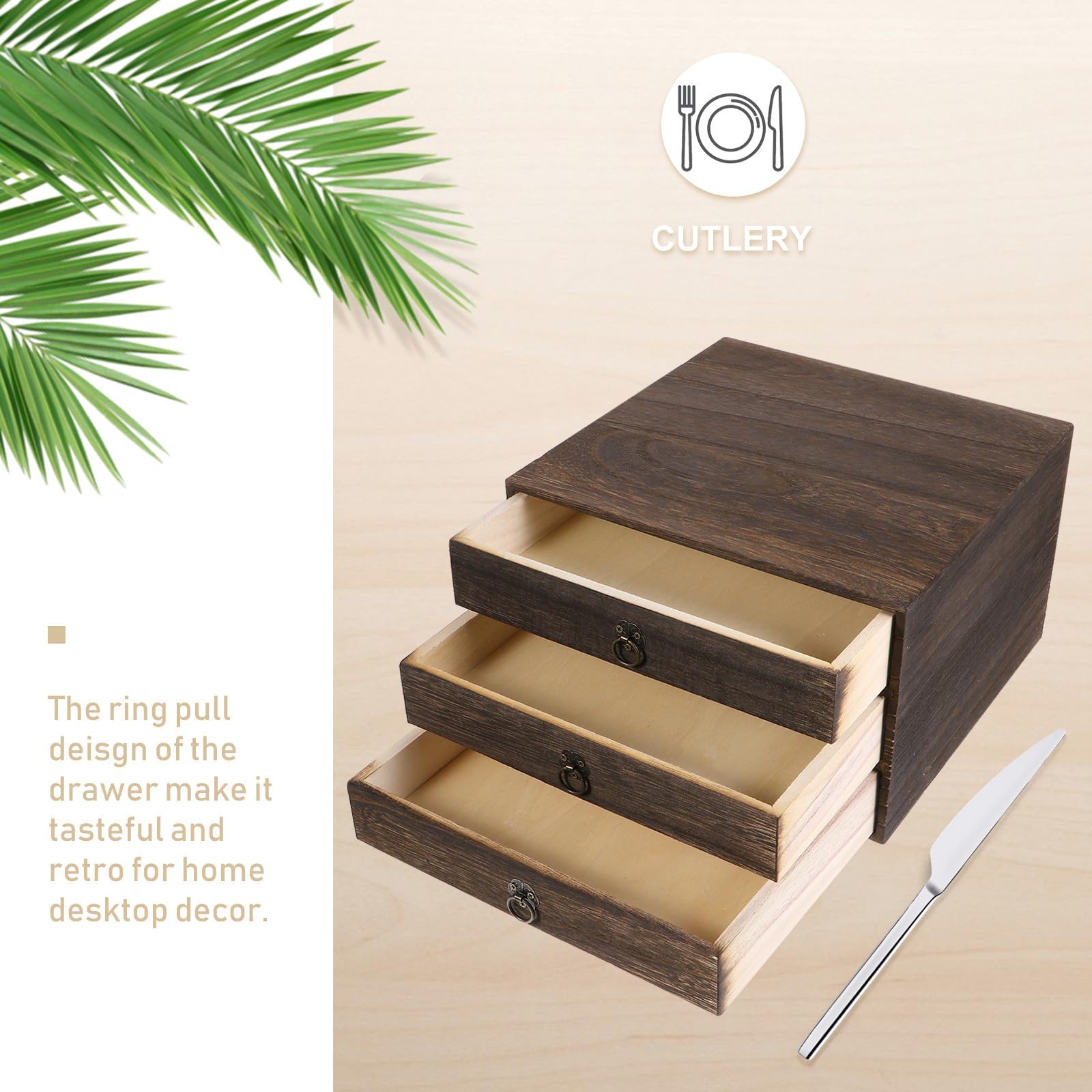 Organizzatore da Scrivania in Legno Massello 3 Livelli, Stile Retrò, Facile da Usare per Organizzare Accessori e Decorare la Casa