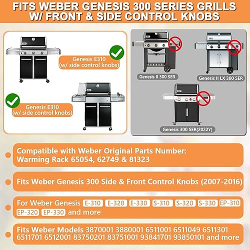 Miniatura 2 de Piezas de repuesto para estante de calentamiento Weber Genesis 300 SER, Weber Genesis E310, E320, E330, S310, S320, S330, EP-330, ESP310, ESP320,