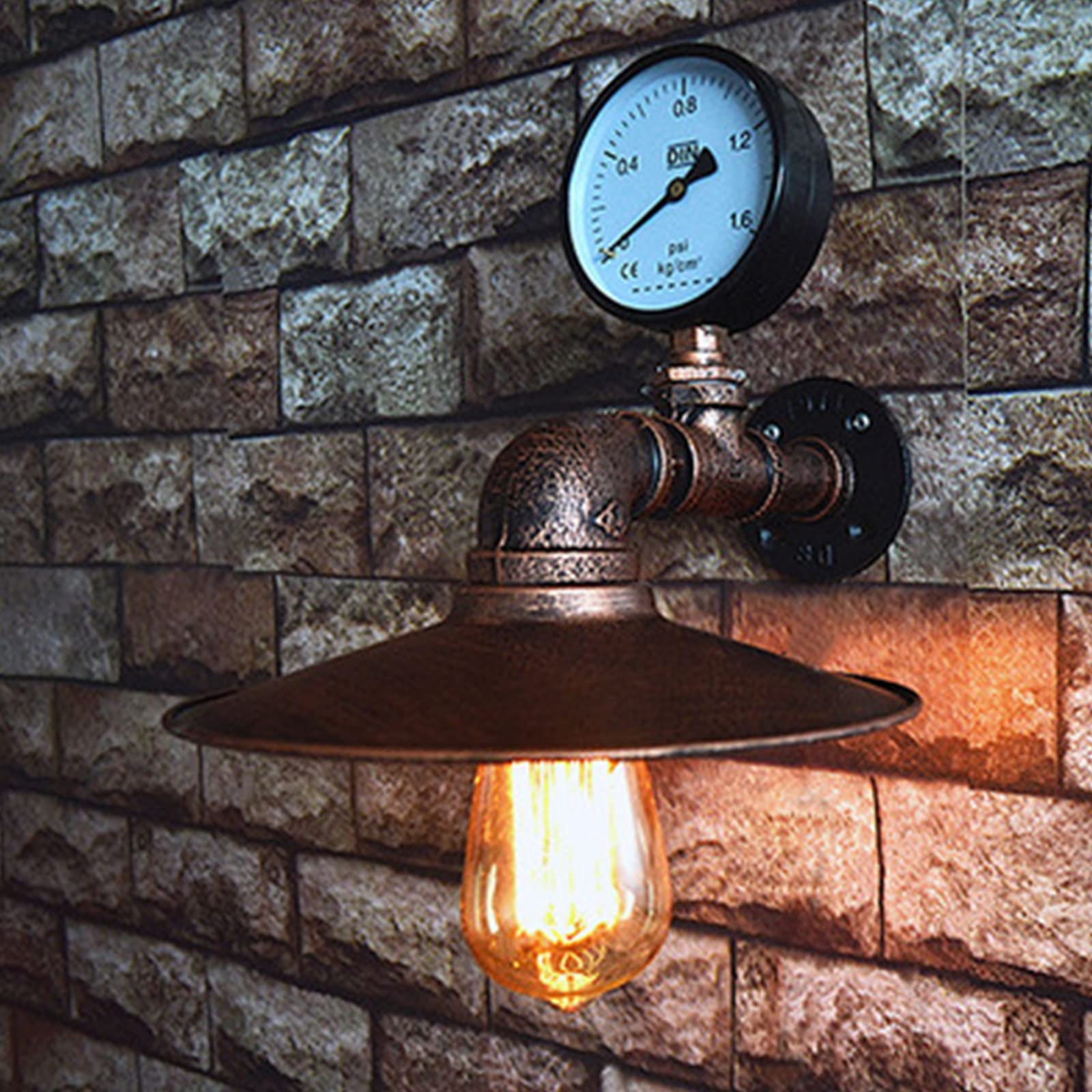 HELCEKOU Retro Creative Personality Pipe Decorative Wall Lamp Loft Industrial Style Bar Cafe Restaurant Wrought Iron Decoration