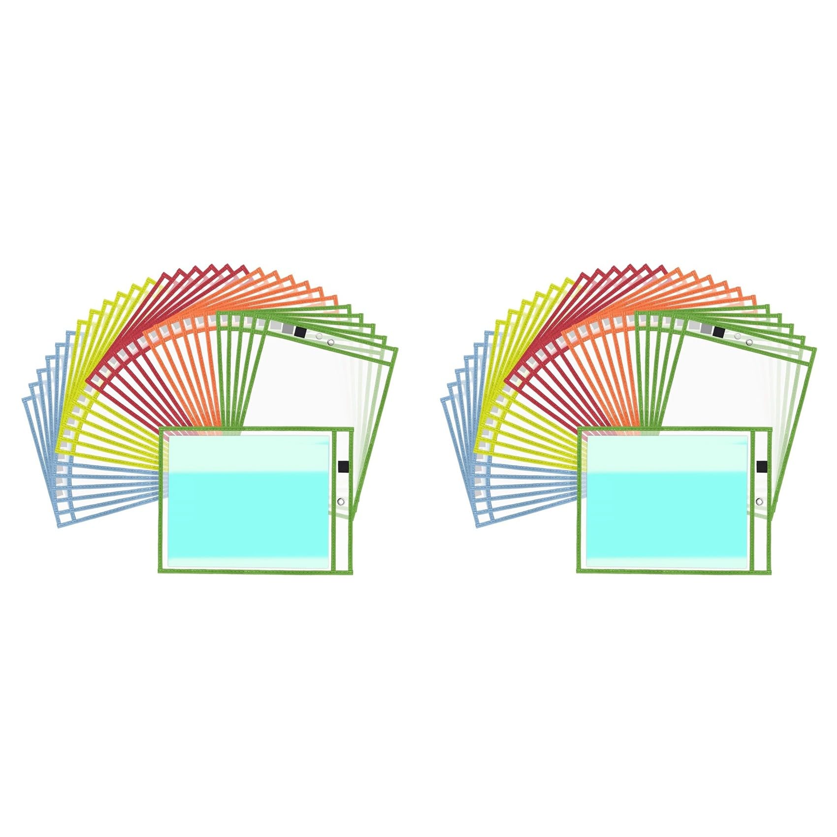 Fundas Reutilizables de Bolsillo Borrable en Seco, Fundas de Plástico para Archivos, Protectores de Páginas para Material de Oficina para Aulas de Profesores, 60 Piezas