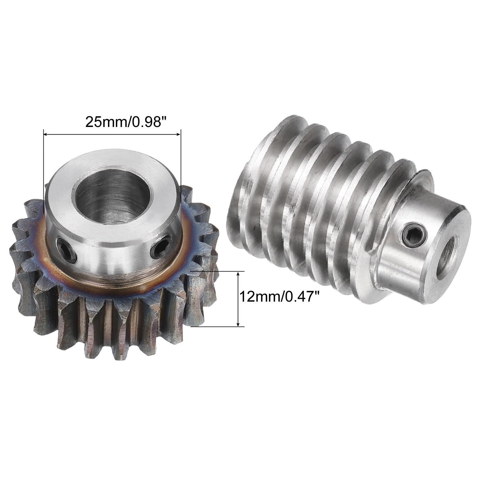 QUARKZMAN #45 Engrenage À Vis Sans Fin En Acier 20T Module 1.5 Taux De Réduction 20:1, Rotation Droite Boîte (Engrenage-Alésage 12mm Diamètre Extérieur 33mm, Tige Alésage 8mm)
