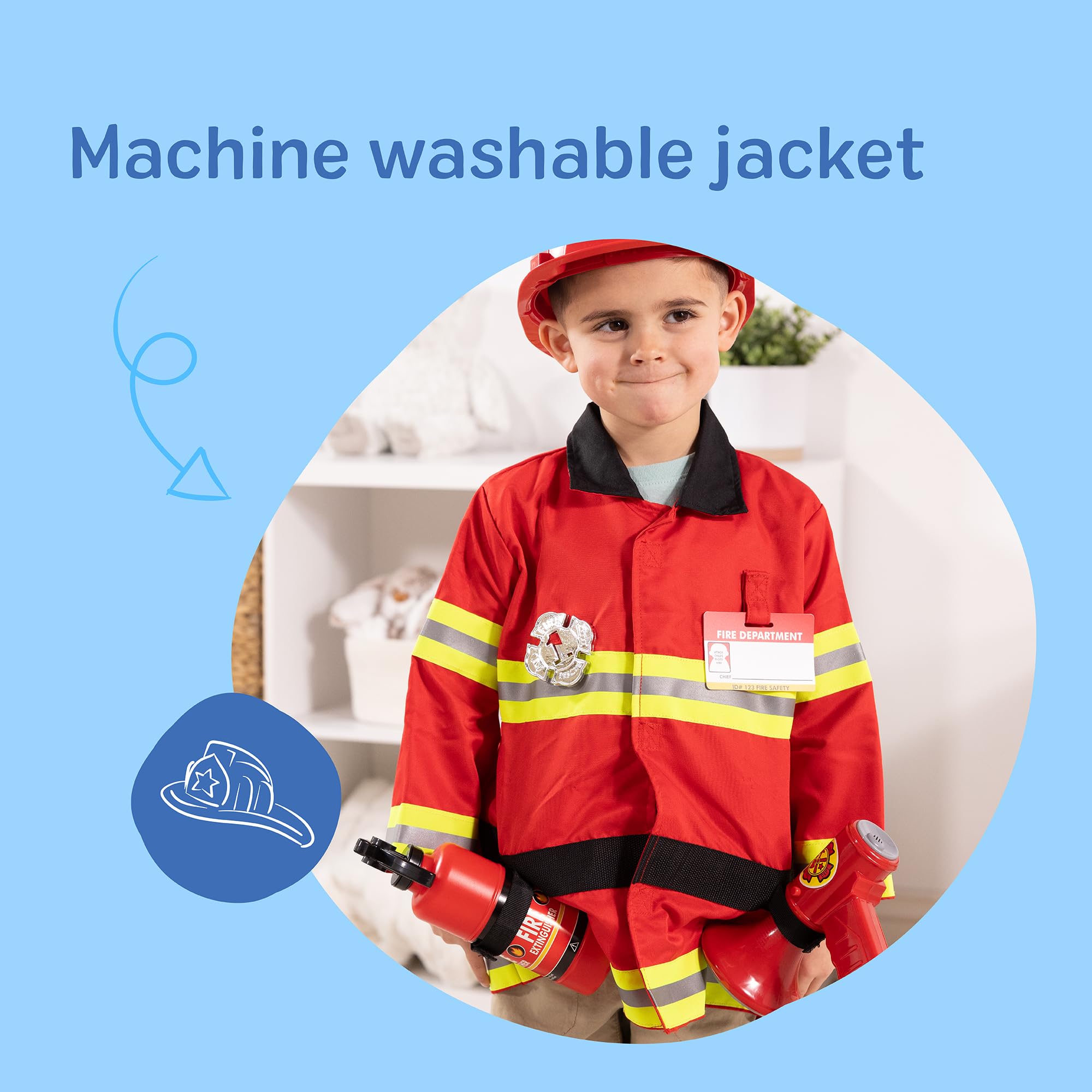 Melissa & Doug Fire Chief Role Play Costume Dress-Up Set- FFP