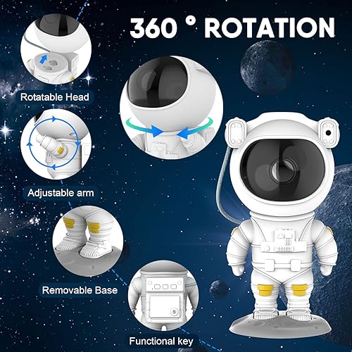 Miniatura 4 de Proyector de luz nocturna para niños linda luz nocturna de astronauta proyector de estrellas LED iluminación de galaxia luces nocturnas para