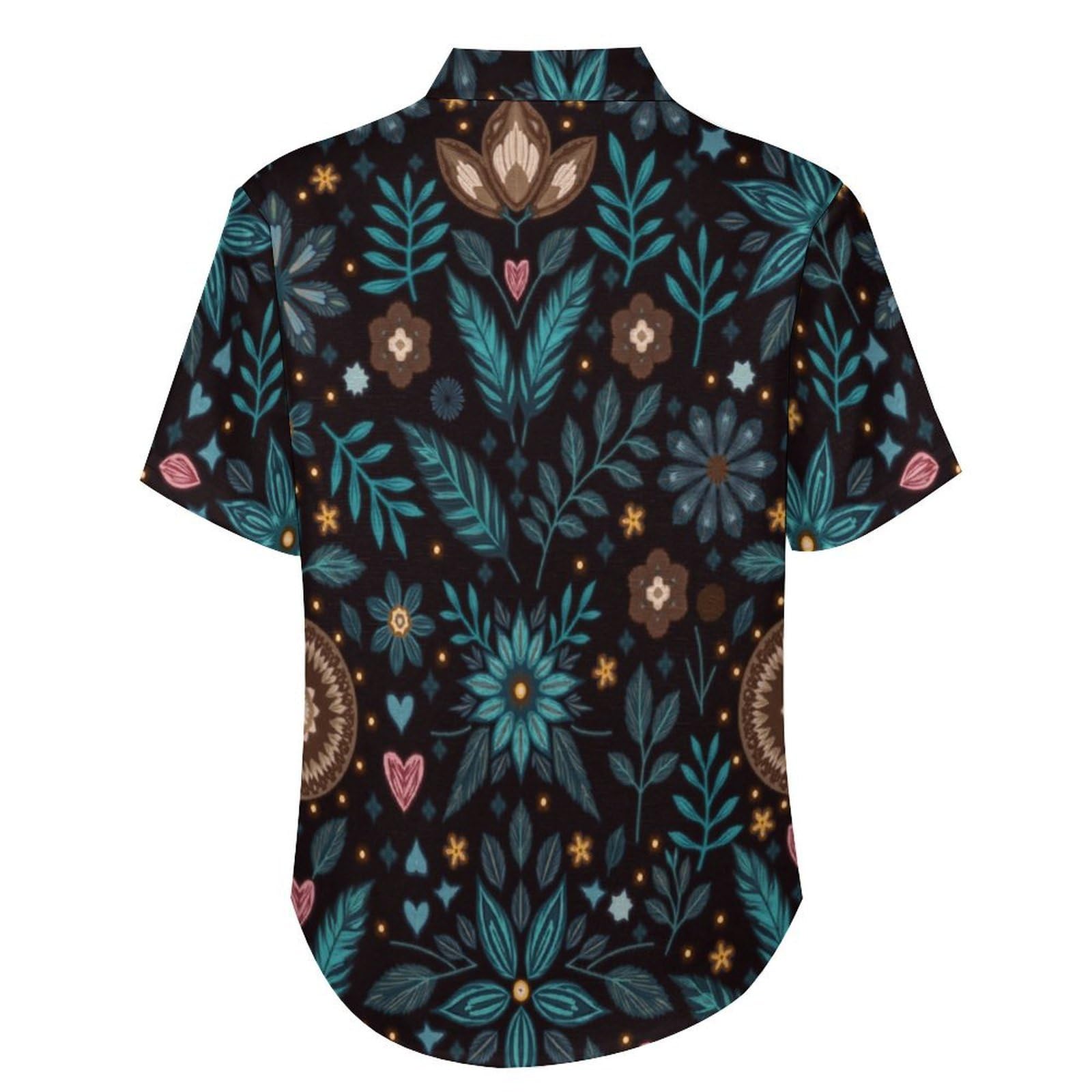 Camicia Casual da Uomo, Stelle Foglie Stampa Maglietta Estiva a Maniche Corte Stile Boemia Casual Button Down Hawaiani Camicie Risvolto Spiaggia Top