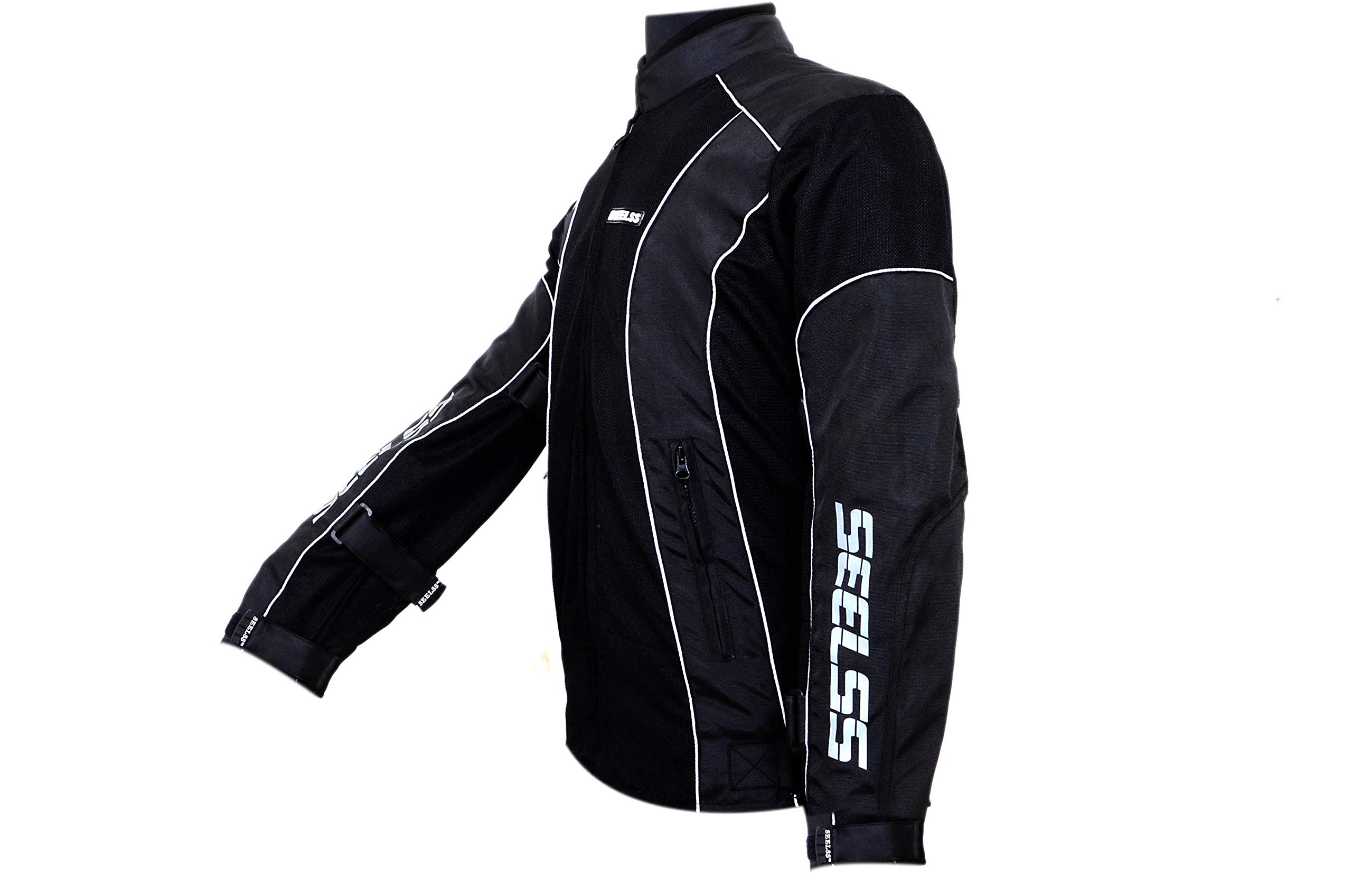 SEELSS Motorcycle Riding Protective Jacket - (Black, 14025, Large