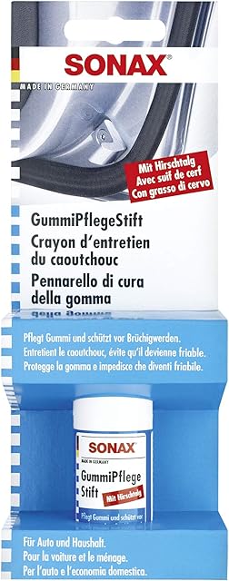 SONAX Gumowy sztyft pielęgnacyjny z łojem jelenia (18 g) pielęgnuje, chroni przed łamliwością i przyklejaniem gumowych uszczelek na drzwiach, szybach, pokrywach bagażnika| nr art. 0499000