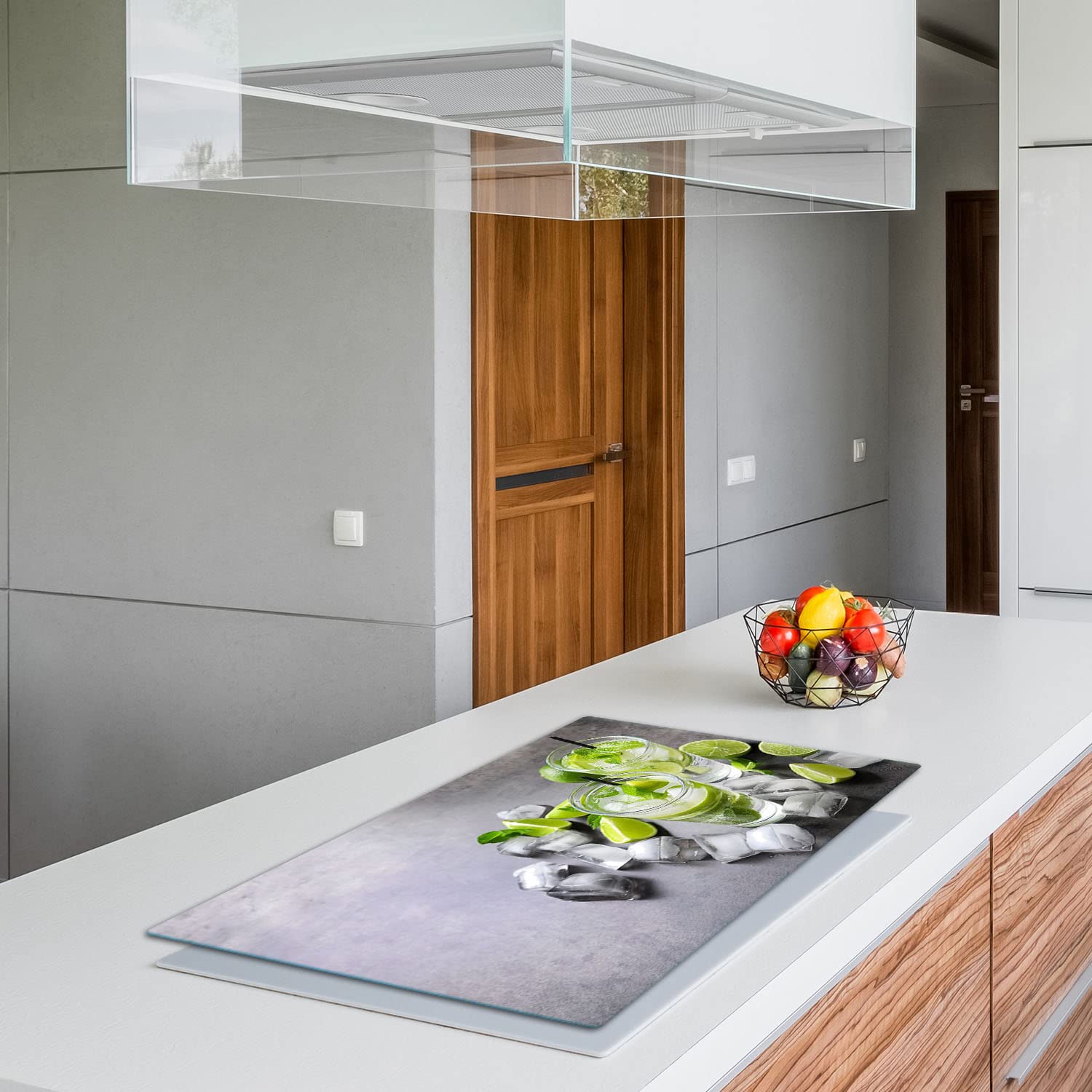 QTA | Piastra di copertura per fornelli, 60 x 52 cm, pezzo unico in vetro, per piano cottura a induzione, protezione contro gli schizzi e taglieri